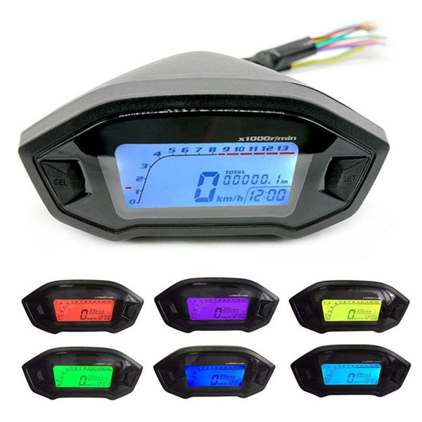 Universal Motorcycle LCD Digital Speedometer Odometer LED Backlight for DC 12V 2,4 Cylinders Motorbike 1300r/min