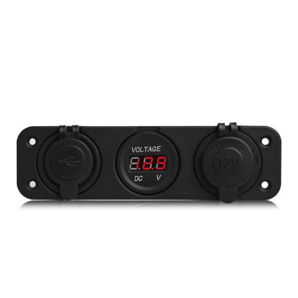 Dual USB Car Motorcycle Cigarette Lighter Socket Car Charger LED Digital Display Digital Voltmeter 12V Electric Voltage Meter