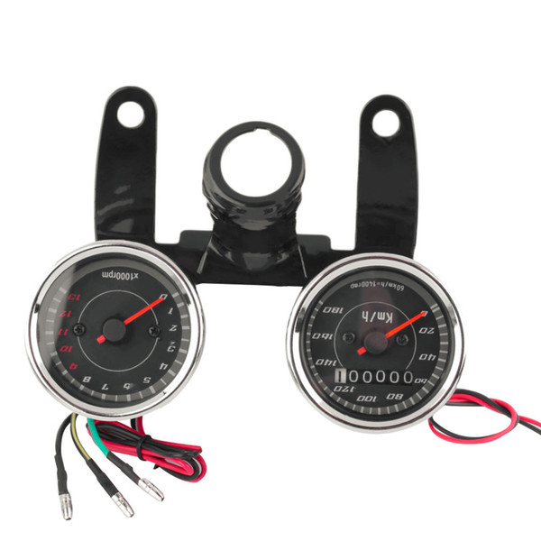 Newest 12V 0-180km/h Universal LED Motorcycle Tachometer + Odometer Speedometer Gauge With Bracket Hot Selling