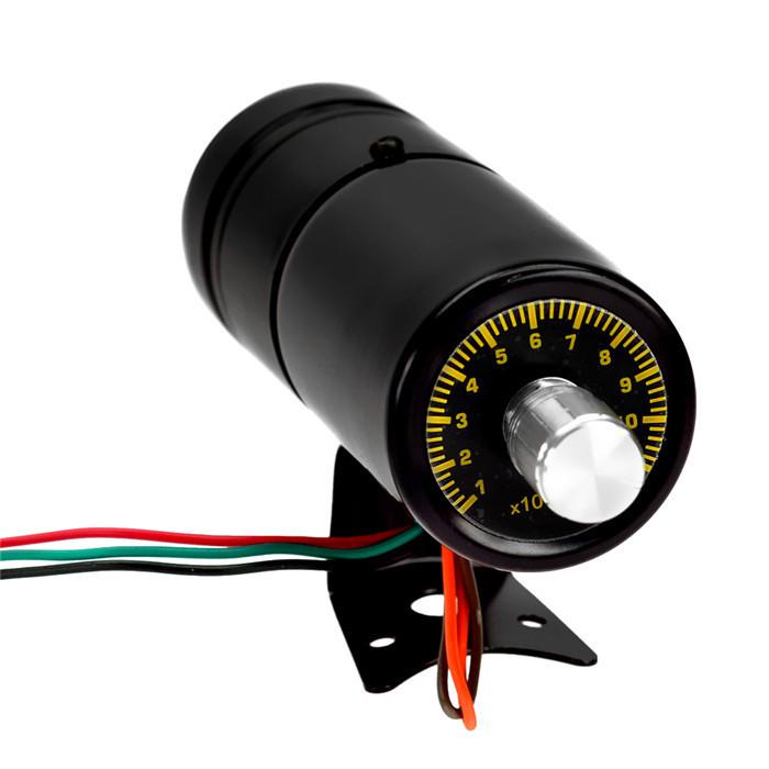 Wholesale-New Arrival Black Aluminum Adjustable Tachometer Gauge Auto Car Motor Instruments 1000-11000 RPM Shift LED Light