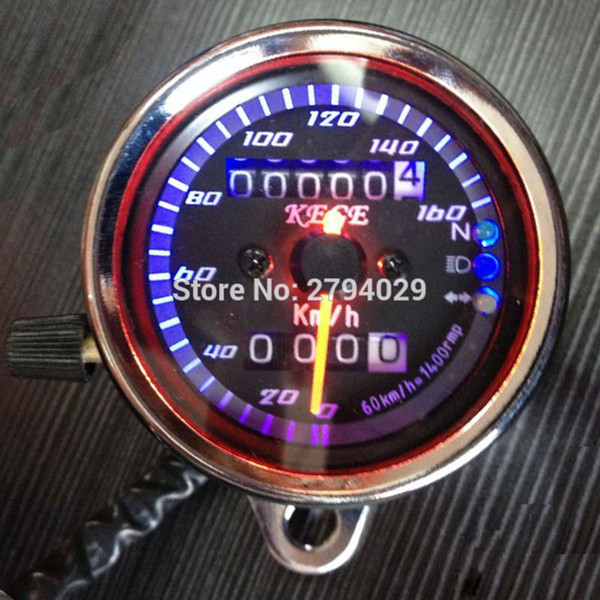 Universal Dual Signal Odometer Motorcycle LED Backlight KMH Speedometer Gauge Free Shipping