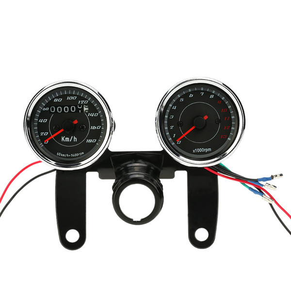 Universal LED Motorcycle 13000 RPM Tachometer + Odometer Speedometer Gauge With Bracket for Motorcycle