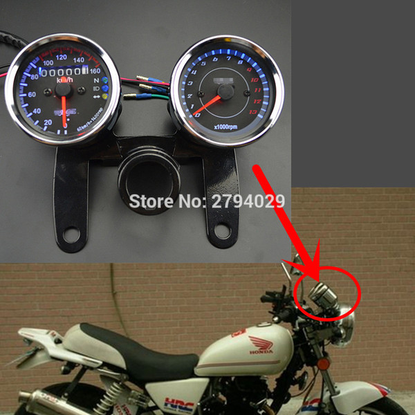 Universal Motorcycle Tachometer Speedometer Speedo meter Tacho Gauge +Odometer Indicators Turn Signal for motorbike custom