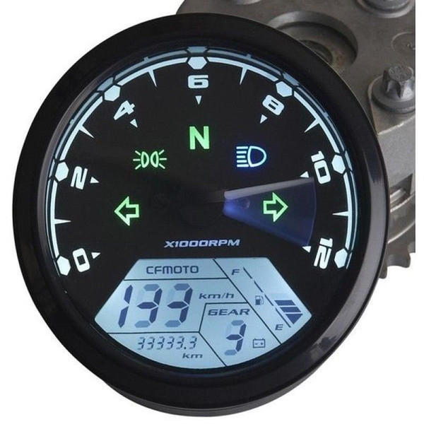 ZOOKOTO MPH/KMH 124MPH/ 199kmh 12000 rpm LCD Digital Speedometer Tachometer Odometer for 4 stroke 1/2/4 Cylinders Motorcycle