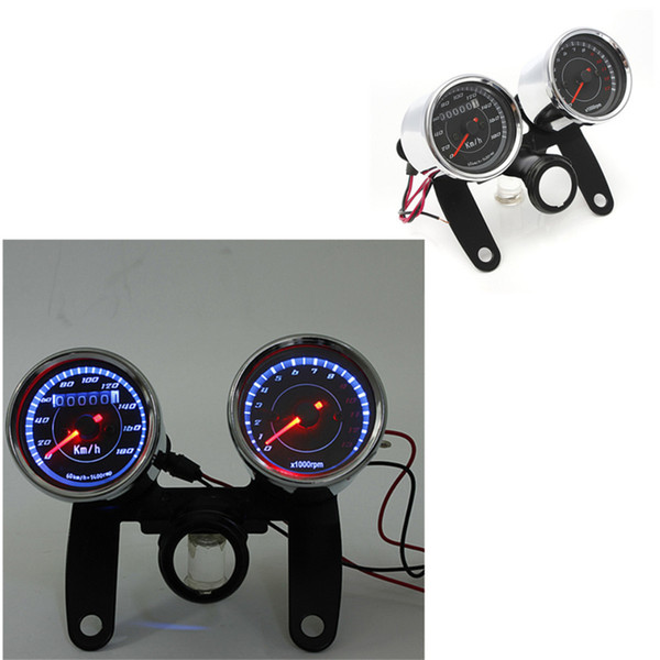 Universal LED Motorcycle Tachometer+Odometer Speedometer Gauge