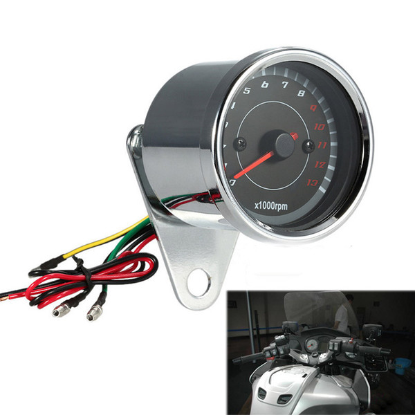 Universal 12V Motorcycle LED Tachometer Speedometer Odometer Cruisers Scooter Speed Meter Gauge with Blue LED Backlight