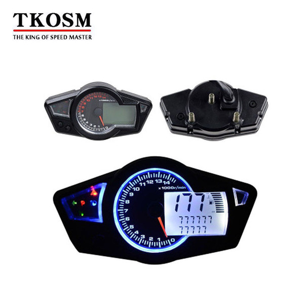 TKOSM 12V DC MPH/KMH Motorcycle LCD Digital Odometer Speedo Meter Tachometer Instruments Balay Accessories for Racer Speedometer Yamaha FZ16