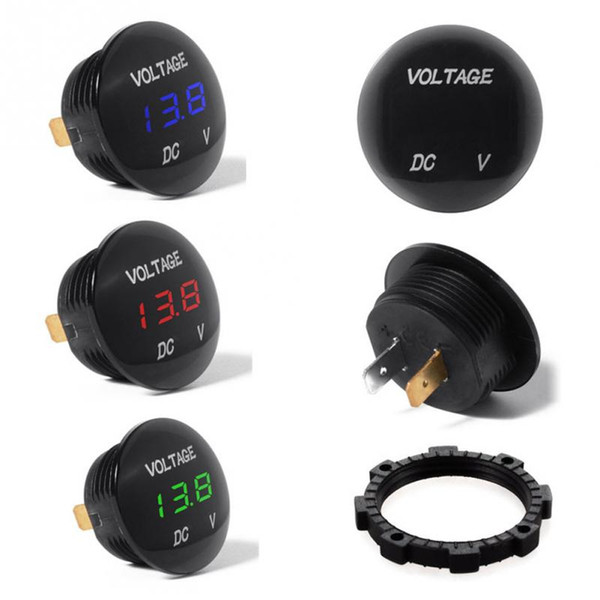 12V Mini Round Panel LED Digital Display Voltmeter Meter For Motorcycle Car Boat