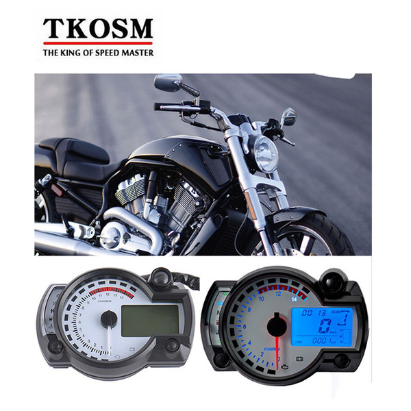 TKOSM Modern KOSO RX2N 15000rpm Black White Similar LCD Digital Motorcycle Odometer Speedometer Adjustable MAX 199KM/H Motorbike