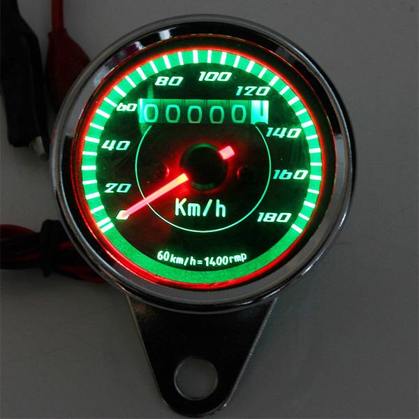 Audew 1 x 12V Motorcycle Odometer Speedometer Gauge Circle LED Display Red Back Light Speedometer Gauge order<$18no track