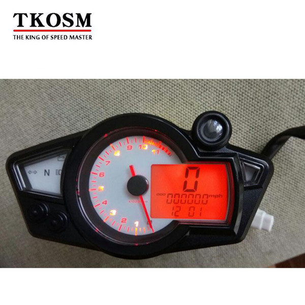 TKOSM New Motorcycle Speedometer Odometer Meter Adjustable Wheel Size Adjustable LCD Digital Bike Tachomete 10000 RPM