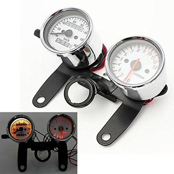 Universal 3 in 1 Motorcycle scooters Tachometer odometer Speedometer Gauge with black Bracket