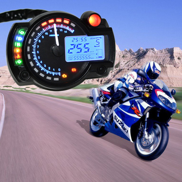 15000rpm Modern Motorcycle Digital Light LCD Digital Gauge Speedometer Tachometer Odometer Adjustable Motorcycle Speedometer