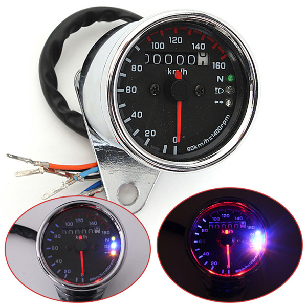 Brand New Universal Auto Motorcycle LED Dual Odometer Test Miles Speedometer Gauge AUP_300