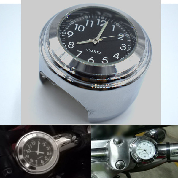 For Motorcycle Bicycle Chrome Waterproof Black Dial Handlebar Clock Glow Watch