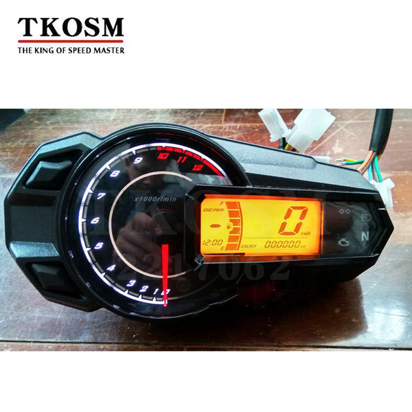 TKOSM 2017 Brand New LED Backlight Motorcycle Speedometer Odometer Tachometer Kmh MUniversal Motorcycle Speedometer Sensor 12000 RPH