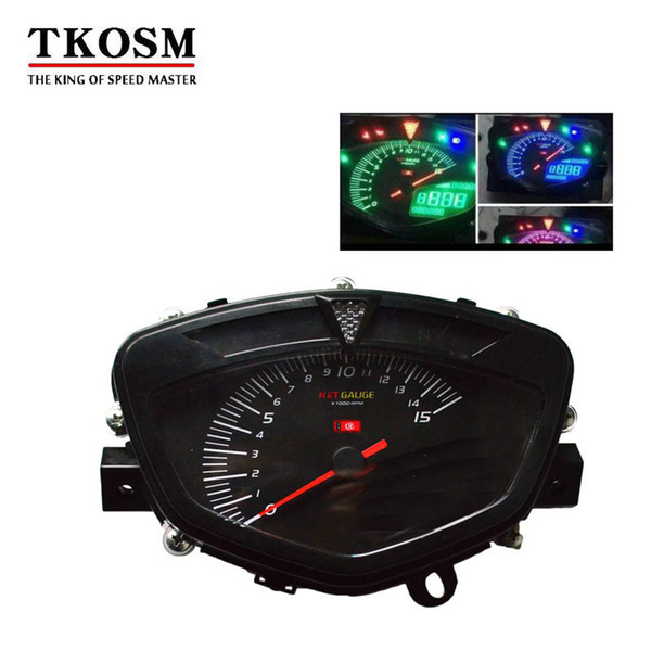 TKOSM Motorcycle Tachometer Digital Odometer Speedometer Meter Gauge Moto Tacho Instrument For Yamaha LC135 Water Temperature 7 color