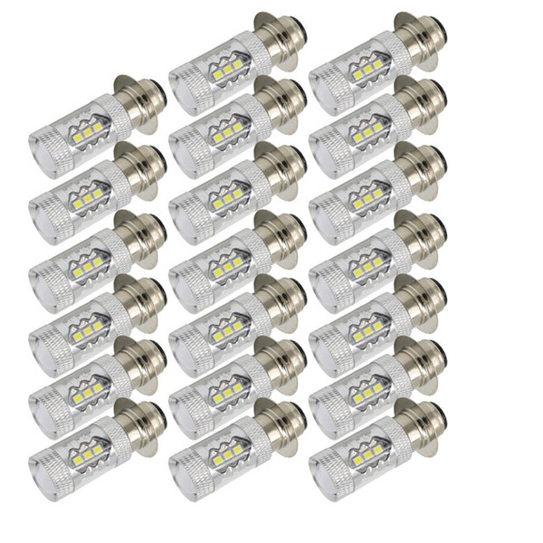 YSY NEW 20pcs H6M P15D 2835 Chips 16LEDs 12V DC White Light Bulbs Headlights Motorcycle Scooter Autocycle Ligthts