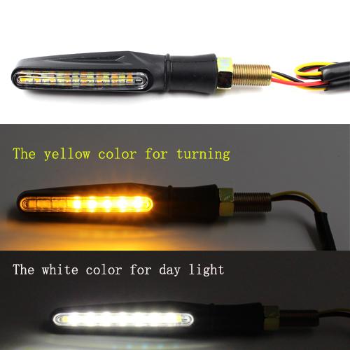 universal 12V LED running motorcycle turn signals light with two colors motor led light