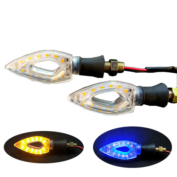 triangle double flash yellow and blue color led motor turn direction indicator lamp for motorcycle 12V signal light