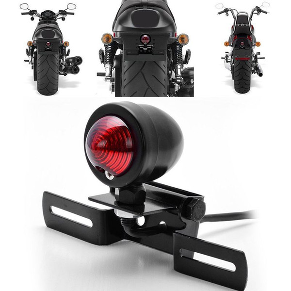 Motorcycle Black Metal Brake Stop Plate Mount Tail Light For Harley Chopper Bobber