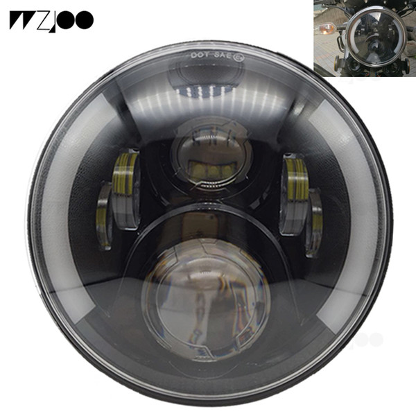 7inch H4 H13 Led Motorcycle Headlight for with Halo Angel Eye DRL Lights For Softail Dyna Sportster