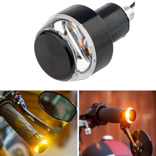 Motorcycle Handlebar End Turn Signal Light Yellow Universal 22mm Indicator Flasher Handle Bar Blinker Side Marker Lamp Rated 4.6 /5 based on