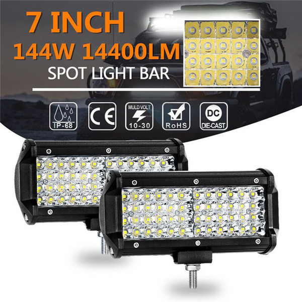 7 Inch 144W 48LED Work Light Bar Spot Beam Driving Fog Lamp Off-Road Tractor 4WD Car Accessories Led Auto