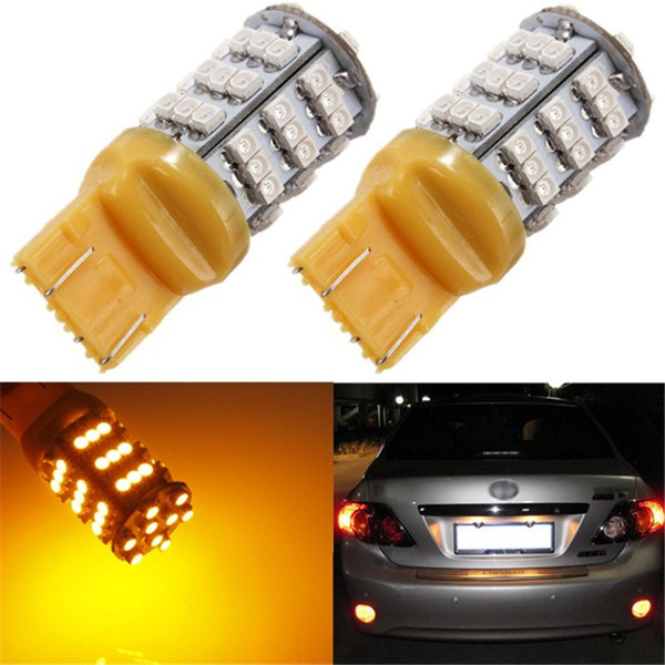 Hot Sale T20 7443/7440 54 LED 3528 SMD Amber Yellow Car Auto Light Source Turn Signal Wedge Brake Parking Bulb Lamp DC12V order<$18no track