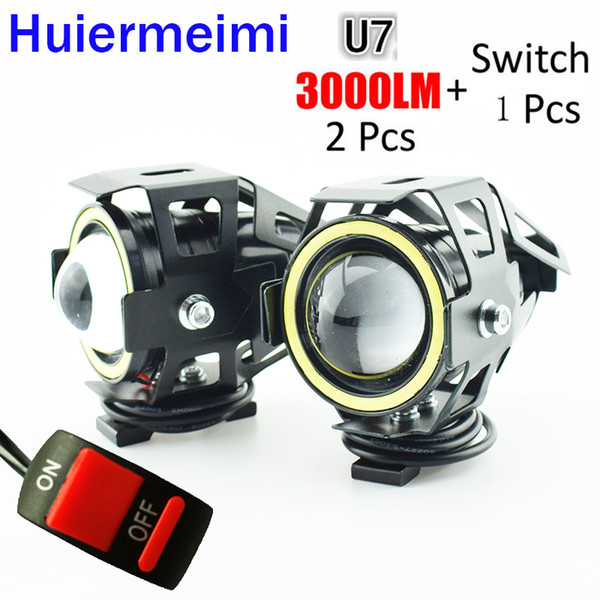 headlamp . Huiermeimi 2 PCS 125W motorcycle headlight 3000ml moto driving auxiliary head lamp Light 12V U7 led motobike spotlight headlamp