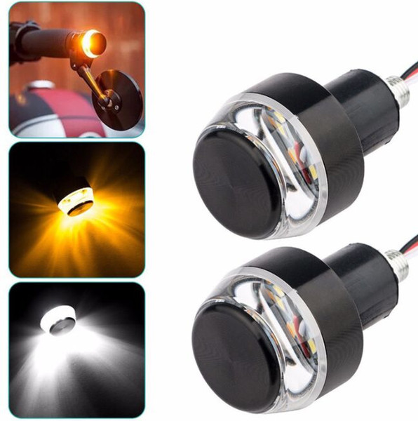 2PCS Motorcycle Handlebar LED Turn Signal Grip Bar End Amber Lights