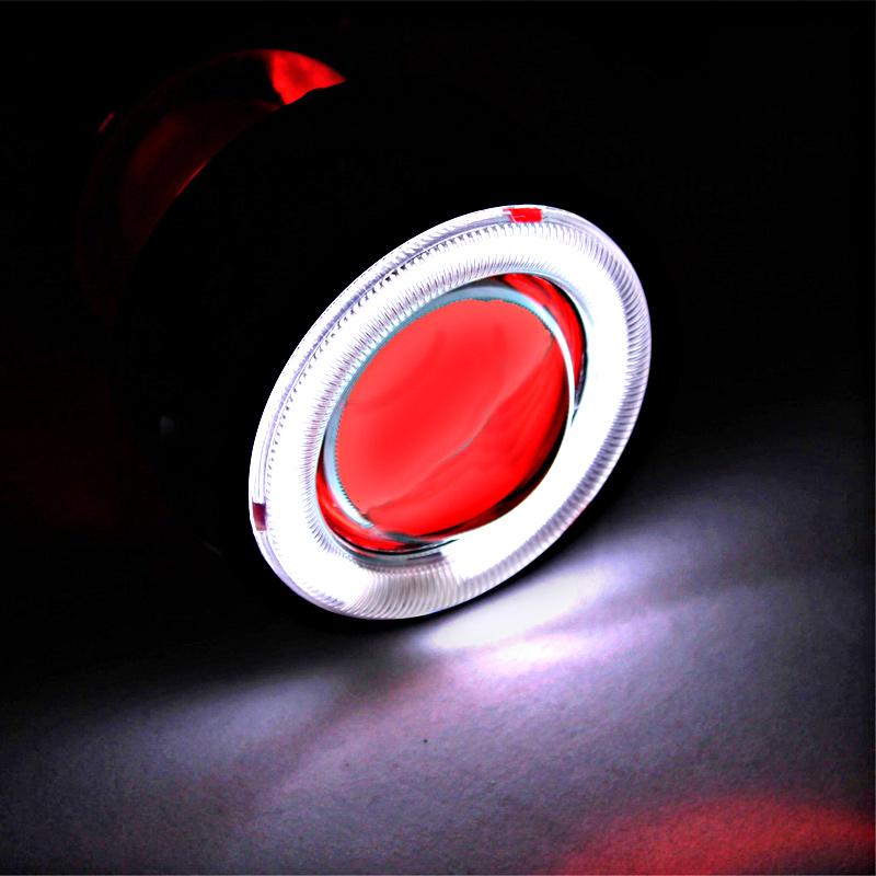 Universal Motorcycle 35w 2 inch Hid Bixenon Projector Lens Headlight Kit White CCFL Angel Eye and Red Devil Eye