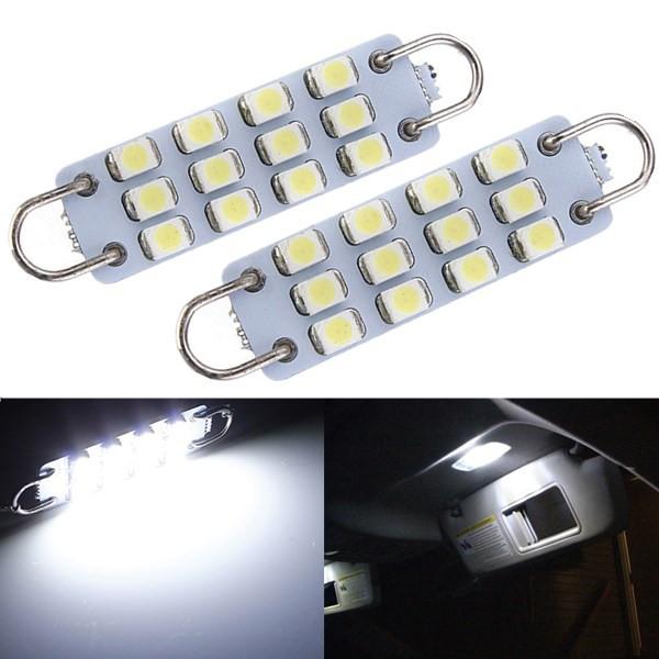 Overvalue 43mm 12 LED SMD Rigid Loop Pure White Car Auto Interior Festoon Dome Map Lights Bulb Lamp DC12V order<$18no track