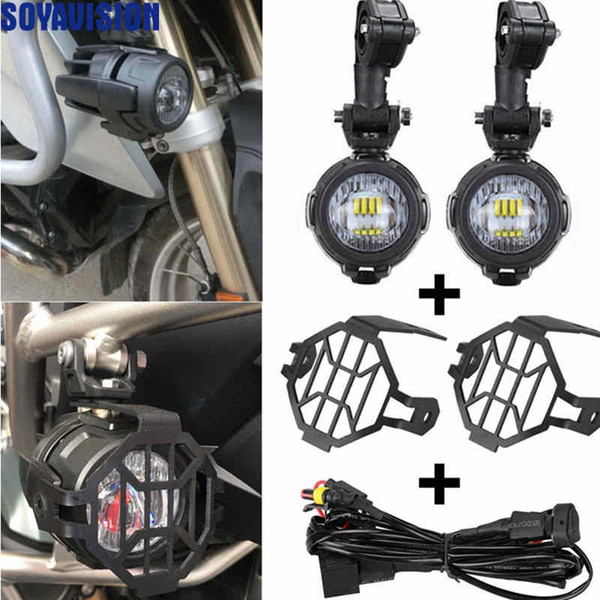 Motorcycles LED Fog Light & Protect Guards with Wiring Harness For BMW R1200 GS /ADV Motorcycle Led Lights white 6000k