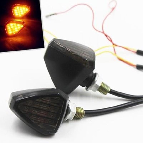 12V Motorcycle Universal LED Signal Turn Light Triangle 3500K Bake Warning Lights Yellow Color Light 12V 5W