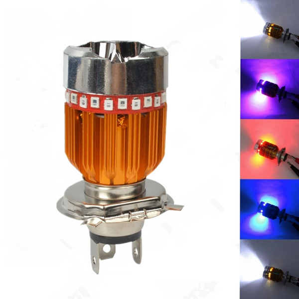 Strobe 9W 1500LM 6000K White/RGB Angel Eye H4 Bright 3 Leds Bulb Motorcycle Headlight Bulbs Electric Cars Fog Lamp DC 8V-80V