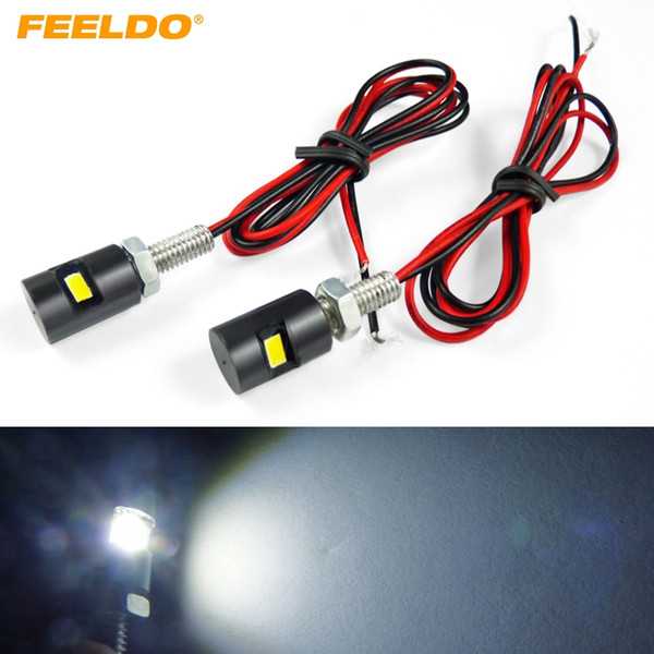 FEELDO 2PCS White Color Motorcycle Car LED License Plate Bolt Light LED Light Bulbs #3082