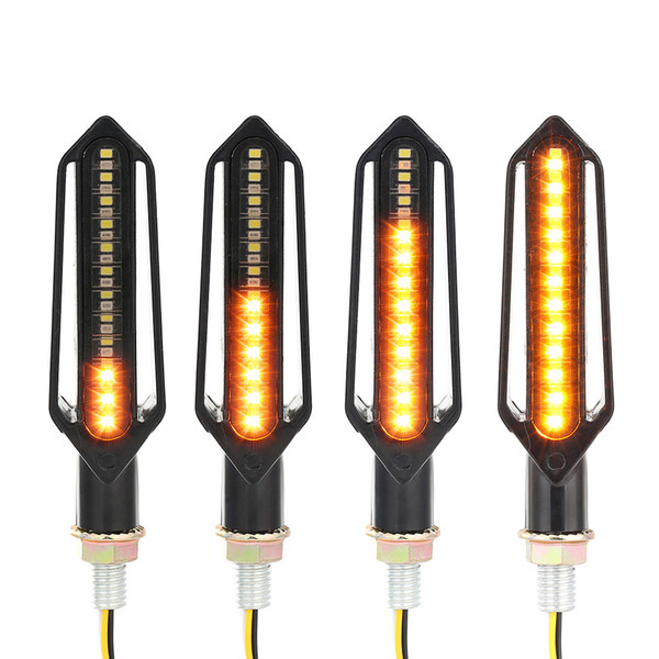 4 pcs LED Motorcycle Turn Signal Lights Flowing Water Indicator Lighting DRL Indicators Blinkers flickerred brake lamp