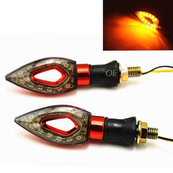 2pcs 12V Universal Motorcycle Red 12 LED SMD Turn Signal Indicators Blinker Amber Light Flash Bike Unbreak Lamp