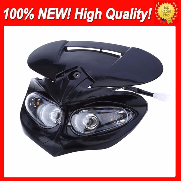 Universal DC 12V 18W Motorcycle Dual Headlights Fairing Head Lamps High/Low Beam Waterproof Driving Fog Spot Head Light Headlight Head Lamp