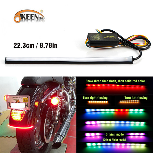 23cm Sequential Running RGB red amber Turn Signal LED Motorcycle LED Stop Light Strip Brake Light strip 12V LED for moto