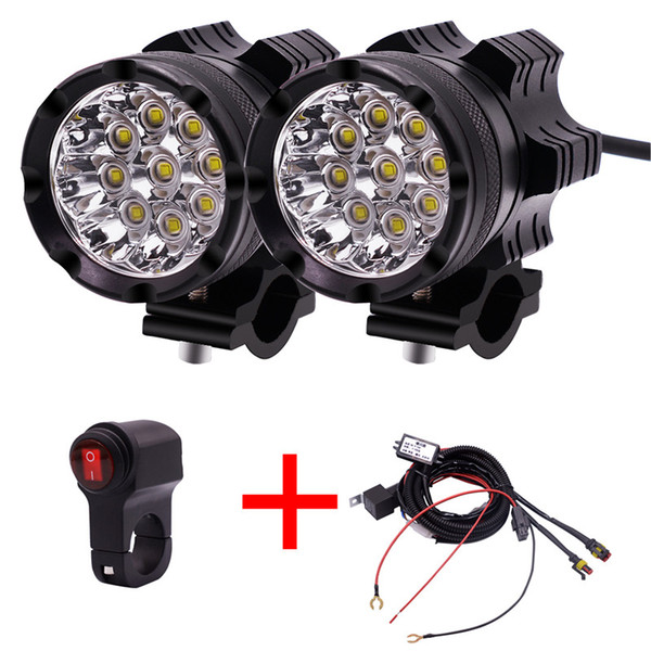 1 Pair Motorcycle LED Headlights 12V 90W 11000LM LED Motorbike Beam Headlamp Moto Spot Head Light Auxiliary Lamp DRL