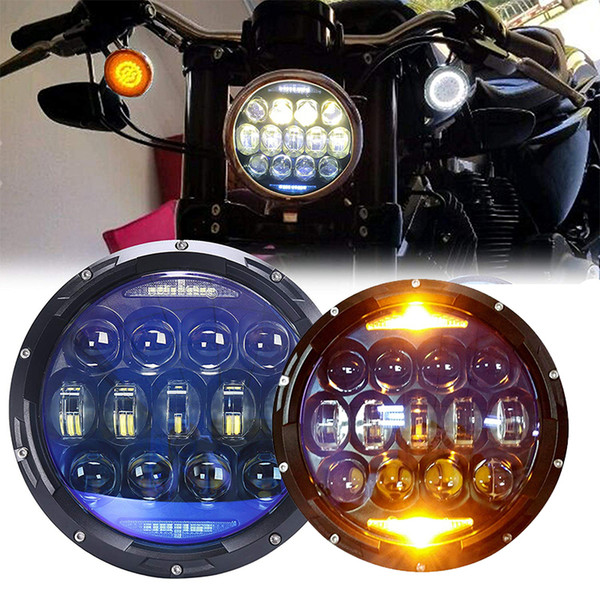 7 inch Round Motorcycle LED Headlight H4 with white Halo Angel Eyes For  7 inch LED Headlight.