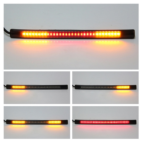 New Motorcycle Light Bar Strip Tail Brake Stop Turn Signal License Plate Light Integrated 3528 SMD 48 LED Red Amber Color