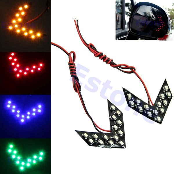 1pair 14 SMD LED Arrow Panels For Car Side Mirror Turn Signal Indicator Light 4 Colors Free Shipping order<$18no track