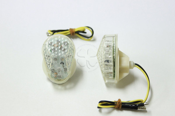 2x JDM Style Flush Mount Clear Lens 15 Amber LED Turn Signal Light Blinker Indicator Side Marker For Yamaha YZF R1 R6 2003-2008