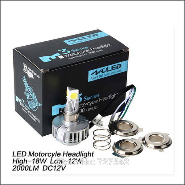 2015 New Motorcycle Motorbike Headlight Headlamp 12V 12-18W 6000K LED Bi xenon H4 H6 High/Low Conversion Kit Bulb