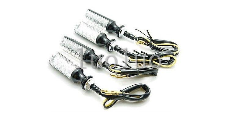 4PCS Motorcycle Black Universal 12 LED Turn Signal Indicator Blinker Light Amber for Harley Honda Kawasaki Yamhaha Suzuki