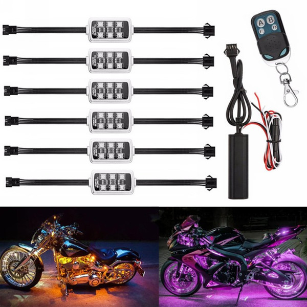 36 RGB LED Wireless Remote Control Motorcycle Neon Style Light Kit Flexible Strip Lights Decorative Atmosphere Lamp