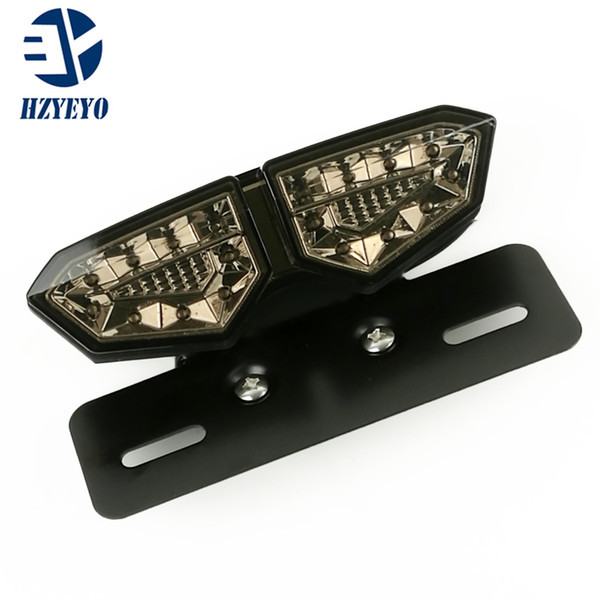 HZYEYO Smoked+Red Motorbike Portable Integrated LED Brake+Turn Signals Tail Lights Motorcycle Rear Turn Indicators Accessories